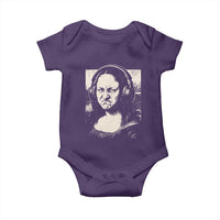 Funny Mona Lisa Wearing Headphones Bass Face Meme Baby Onesie Funny Classical Fine Art Parody Music Producer Graphic