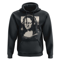 Funny Mona Lisa Wearing Headphones Bass Face Meme Hoodie Funny Classical Fine Art Parody Music Producer Graphic