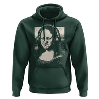 Funny Mona Lisa Wearing Headphones Bass Face Meme Hoodie Funny Classical Fine Art Parody Music Producer Graphic