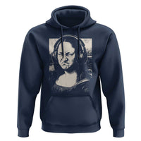 Funny Mona Lisa Wearing Headphones Bass Face Meme Hoodie Funny Classical Fine Art Parody Music Producer Graphic