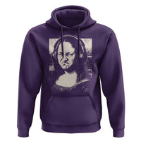 Funny Mona Lisa Wearing Headphones Bass Face Meme Hoodie Funny Classical Fine Art Parody Music Producer Graphic