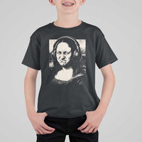 Funny Mona Lisa Wearing Headphones Bass Face Meme T Shirt For Kid Funny Classical Fine Art Parody Music Producer Graphic