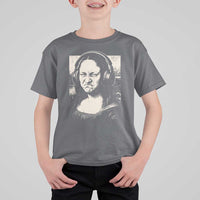 Funny Mona Lisa Wearing Headphones Bass Face Meme T Shirt For Kid Funny Classical Fine Art Parody Music Producer Graphic