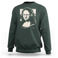 Funny Mona Lisa Wearing Headphones Bass Face Meme Sweatshirt Funny Classical Fine Art Parody Music Producer Graphic