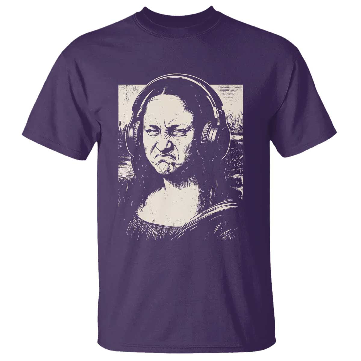 Funny Mona Lisa Wearing Headphones Bass Face Meme T Shirt Funny Classical Fine Art Parody Music Producer Graphic
