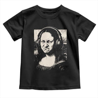 Funny Mona Lisa Wearing Headphones Bass Face Meme Toddler T Shirt Funny Classical Fine Art Parody Music Producer Graphic
