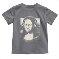 Funny Mona Lisa Wearing Headphones Bass Face Meme Toddler T Shirt Funny Classical Fine Art Parody Music Producer Graphic