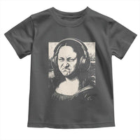 Funny Mona Lisa Wearing Headphones Bass Face Meme Toddler T Shirt Funny Classical Fine Art Parody Music Producer Graphic