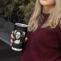 Funny Mona Lisa Wearing Headphones Bass Face Meme Tumbler Cup Funny Classical Fine Art Parody Music Producer Graphic