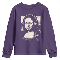 Funny Mona Lisa Wearing Headphones Bass Face Meme Youth Sweatshirt Funny Classical Fine Art Parody Music Producer Graphic