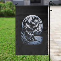 Astronaut Drinking Coffee On The Moon Graphic Garden Flag Vintage Sci Fi Earth Horizon Space Explorer