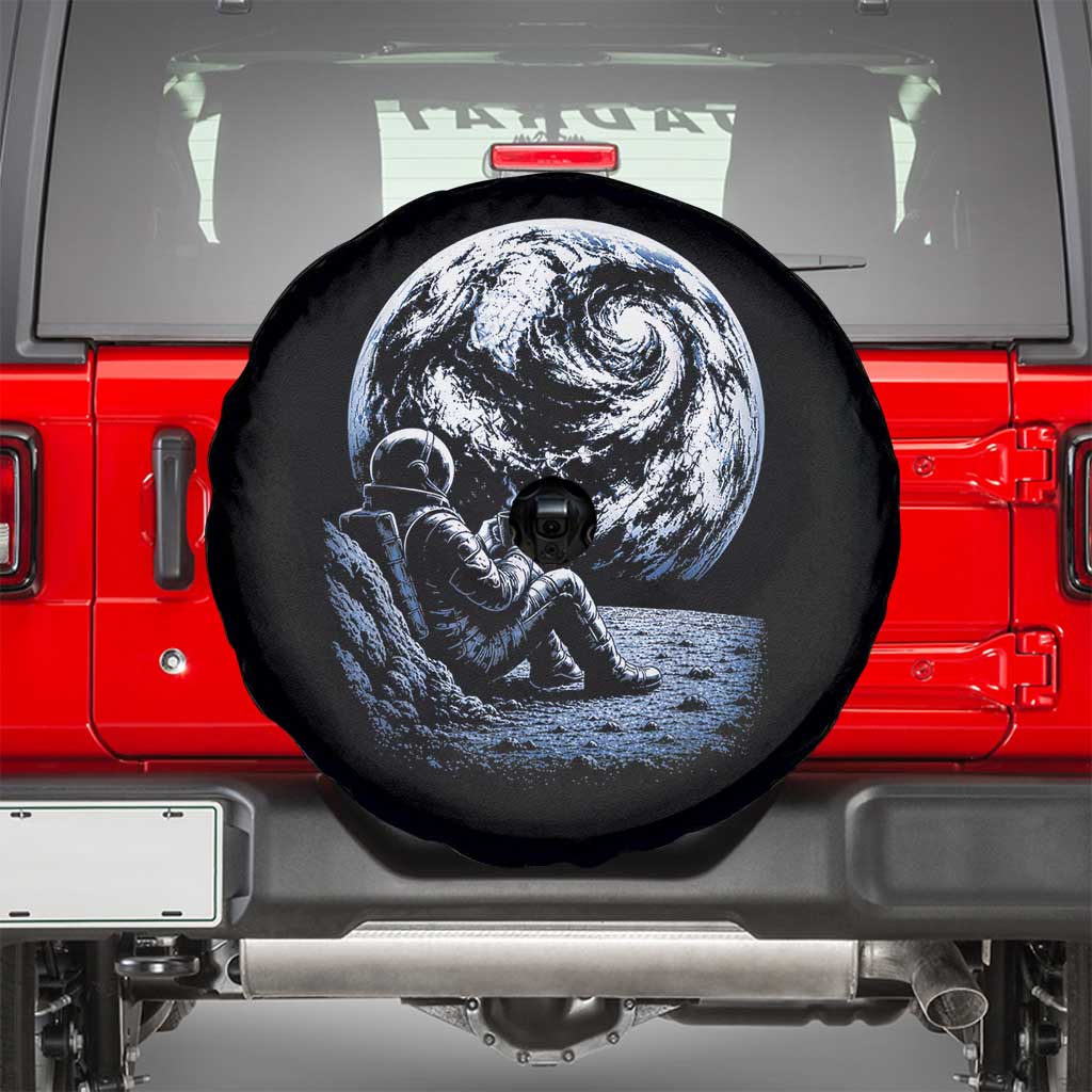 Astronaut Drinking Coffee On The Moon Graphic Spare Tire Cover Vintage Sci Fi Earth Horizon Space Explorer