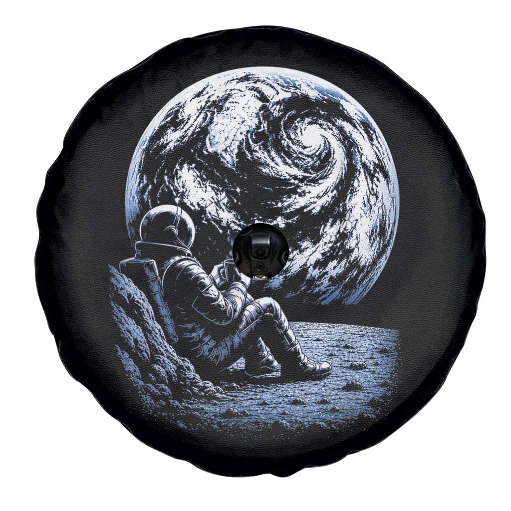 Astronaut Drinking Coffee On The Moon Graphic Spare Tire Cover Vintage Sci Fi Earth Horizon Space Explorer