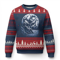Astronaut Drinking Coffee On The Moon Graphic Ugly Christmas Sweater Vintage Sci Fi Earth Horizon Space Explorer