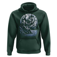 Astronaut Drinking Coffee On The Moon Graphic Hoodie Vintage Sci Fi Earth Horizon Space Explorer