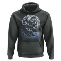Astronaut Drinking Coffee On The Moon Graphic Hoodie Vintage Sci Fi Earth Horizon Space Explorer