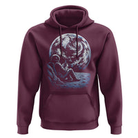 Astronaut Drinking Coffee On The Moon Graphic Hoodie Vintage Sci Fi Earth Horizon Space Explorer