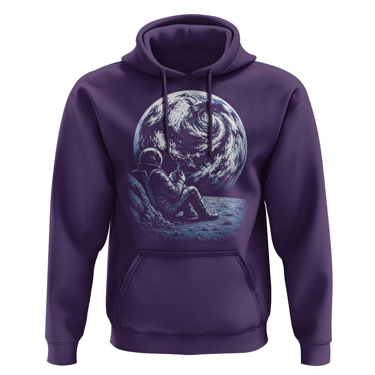 Astronaut Drinking Coffee On The Moon Graphic Hoodie Vintage Sci Fi Earth Horizon Space Explorer