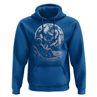 Astronaut Drinking Coffee On The Moon Graphic Hoodie Vintage Sci Fi Earth Horizon Space Explorer