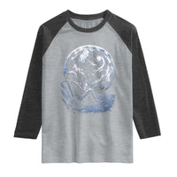 Astronaut Drinking Coffee On The Moon Graphic Raglan Shirt Vintage Sci Fi Earth Horizon Space Explorer
