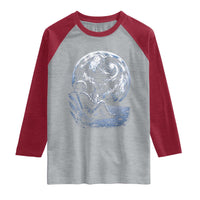 Astronaut Drinking Coffee On The Moon Graphic Raglan Shirt Vintage Sci Fi Earth Horizon Space Explorer