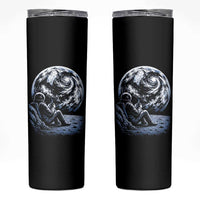 Astronaut Drinking Coffee On The Moon Graphic Skinny Tumbler Vintage Sci Fi Earth Horizon Space Explorer