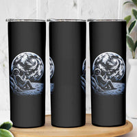 Astronaut Drinking Coffee On The Moon Graphic Skinny Tumbler Vintage Sci Fi Earth Horizon Space Explorer
