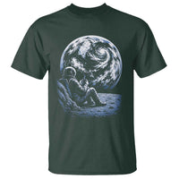 Astronaut Drinking Coffee On The Moon Graphic T Shirt Vintage Sci Fi Earth Horizon Space Explorer