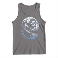 Astronaut Drinking Coffee On The Moon Graphic Tank Top Vintage Sci Fi Earth Horizon Space Explorer