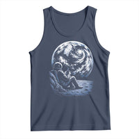 Astronaut Drinking Coffee On The Moon Graphic Tank Top Vintage Sci Fi Earth Horizon Space Explorer