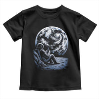 Astronaut Drinking Coffee On The Moon Graphic Toddler T Shirt Vintage Sci Fi Earth Horizon Space Explorer