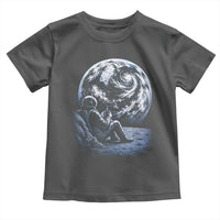 Astronaut Drinking Coffee On The Moon Graphic Toddler T Shirt Vintage Sci Fi Earth Horizon Space Explorer