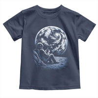 Astronaut Drinking Coffee On The Moon Graphic Toddler T Shirt Vintage Sci Fi Earth Horizon Space Explorer
