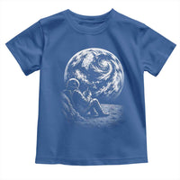 Astronaut Drinking Coffee On The Moon Graphic Toddler T Shirt Vintage Sci Fi Earth Horizon Space Explorer