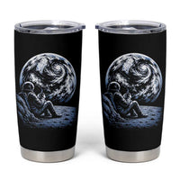 Astronaut Drinking Coffee On The Moon Graphic Tumbler Cup Vintage Sci Fi Earth Horizon Space Explorer