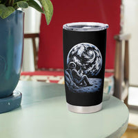 Astronaut Drinking Coffee On The Moon Graphic Tumbler Cup Vintage Sci Fi Earth Horizon Space Explorer