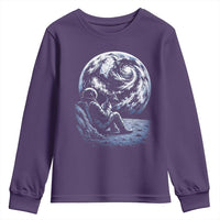 Astronaut Drinking Coffee On The Moon Graphic Youth Sweatshirt Vintage Sci Fi Earth Horizon Space Explorer