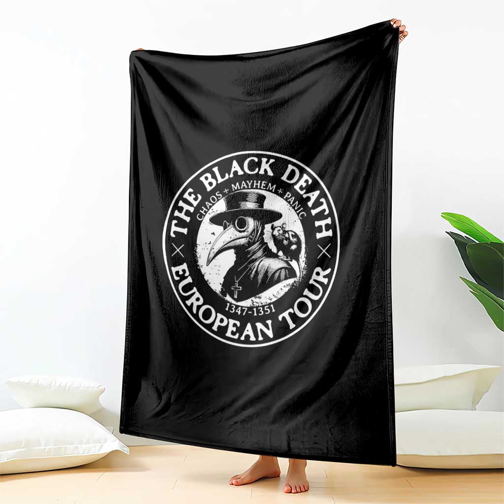 The Black Death European Tour 1347 Throw Blanket Funny Plague Doctor History Humor