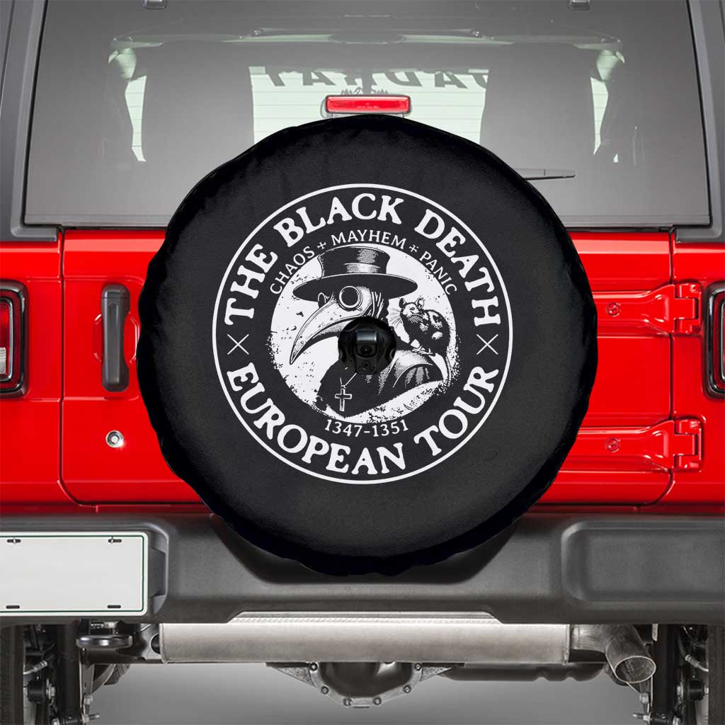 The Black Death European Tour 1347 Spare Tire Cover Funny Plague Doctor History Humor