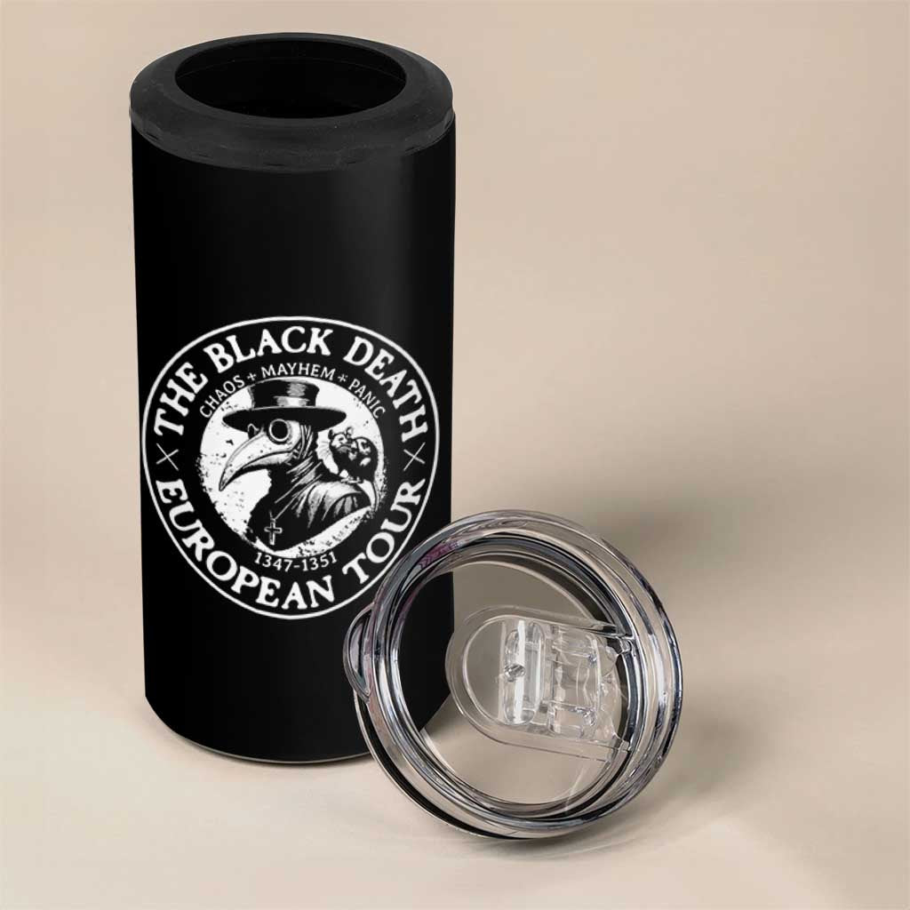 The Black Death European Tour 1347 4 in 1 Can Cooler Tumbler Funny Plague Doctor History Humor