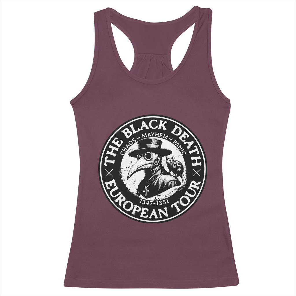 The Black Death European Tour 1347 Racerback Tank Top Funny Plague Doctor History Humor