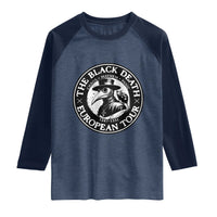 The Black Death European Tour 1347 Raglan Shirt Funny Plague Doctor History Humor