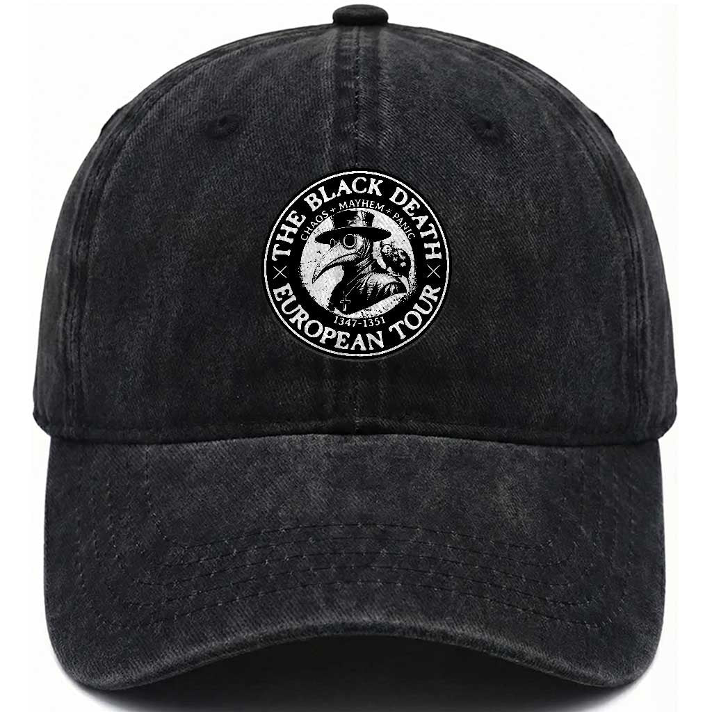 The Black Death European Tour 1347 Washed Cotton Baseball Cap Funny Plague Doctor History Humor