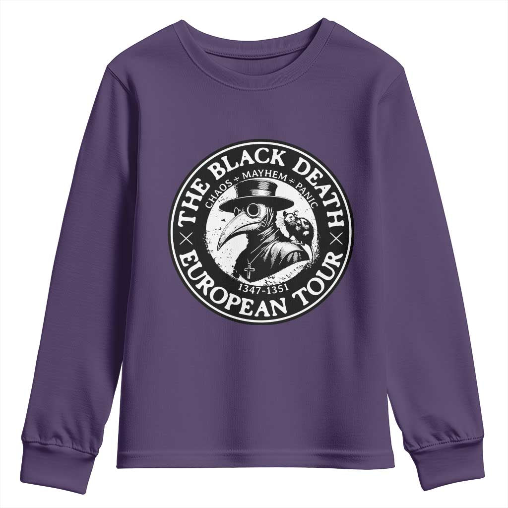 The Black Death European Tour 1347 Youth Sweatshirt Funny Plague Doctor History Humor