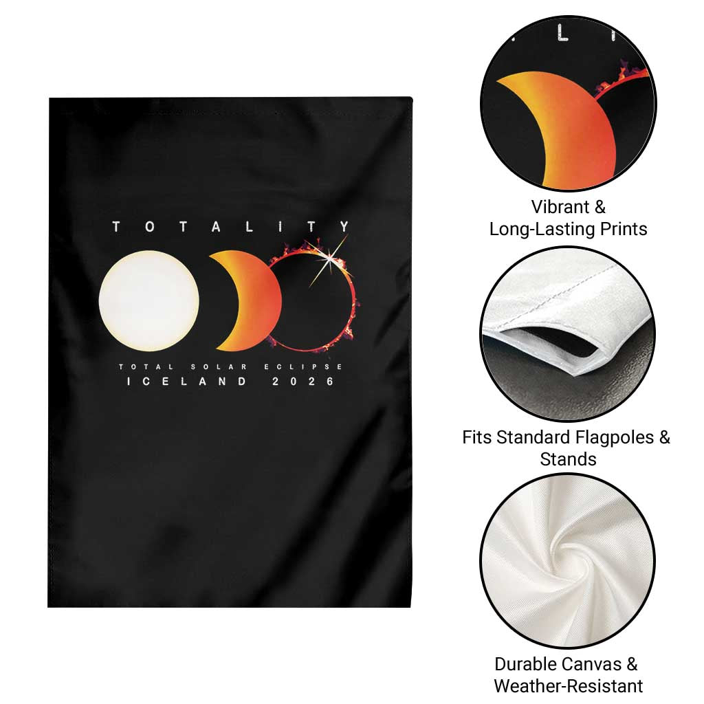 Iceland Total Solar Eclipse 2026 Totality Garden Flag Travel Souvenir Astronomy Geek Gift