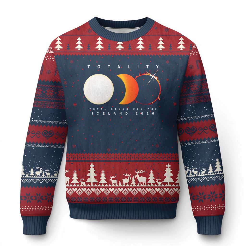 Iceland Total Solar Eclipse 2026 Totality Ugly Christmas Sweater Travel Souvenir Astronomy Geek Gift