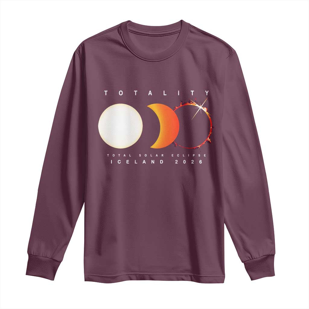 Iceland Total Solar Eclipse 2026 Totality Long Sleeve Shirt Travel Souvenir Astronomy Geek Gift