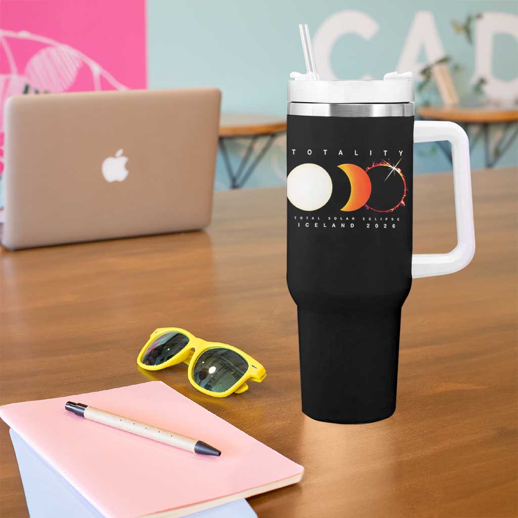 Iceland Total Solar Eclipse 2026 Totality Tumbler With Handle Travel Souvenir Astronomy Geek Gift