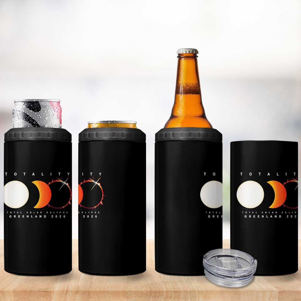 Greenland Total Solar Eclipse 2026 Totality 4 in 1 Can Cooler Tumbler Travel Souvenir Astronomy Geek Gift