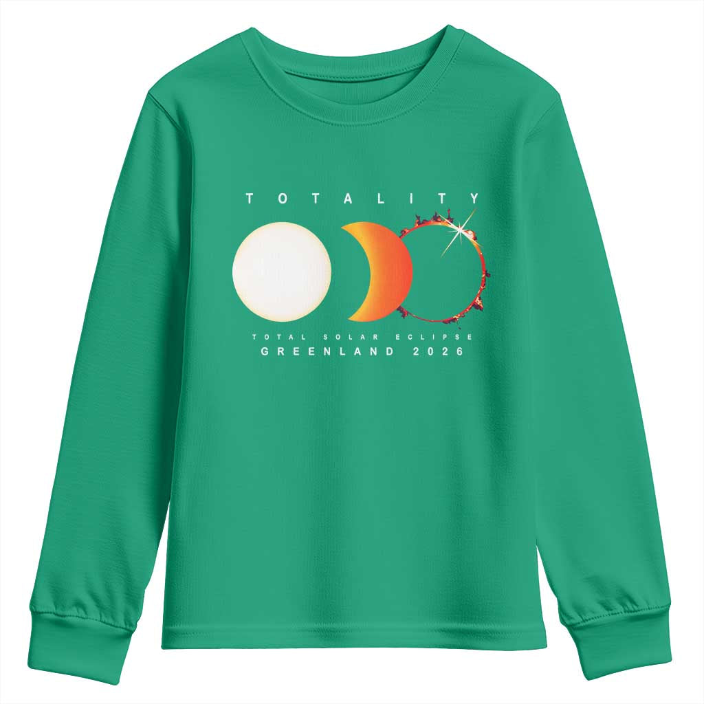 Greenland Total Solar Eclipse 2026 Totality Youth Sweatshirt Travel Souvenir Astronomy Geek Gift